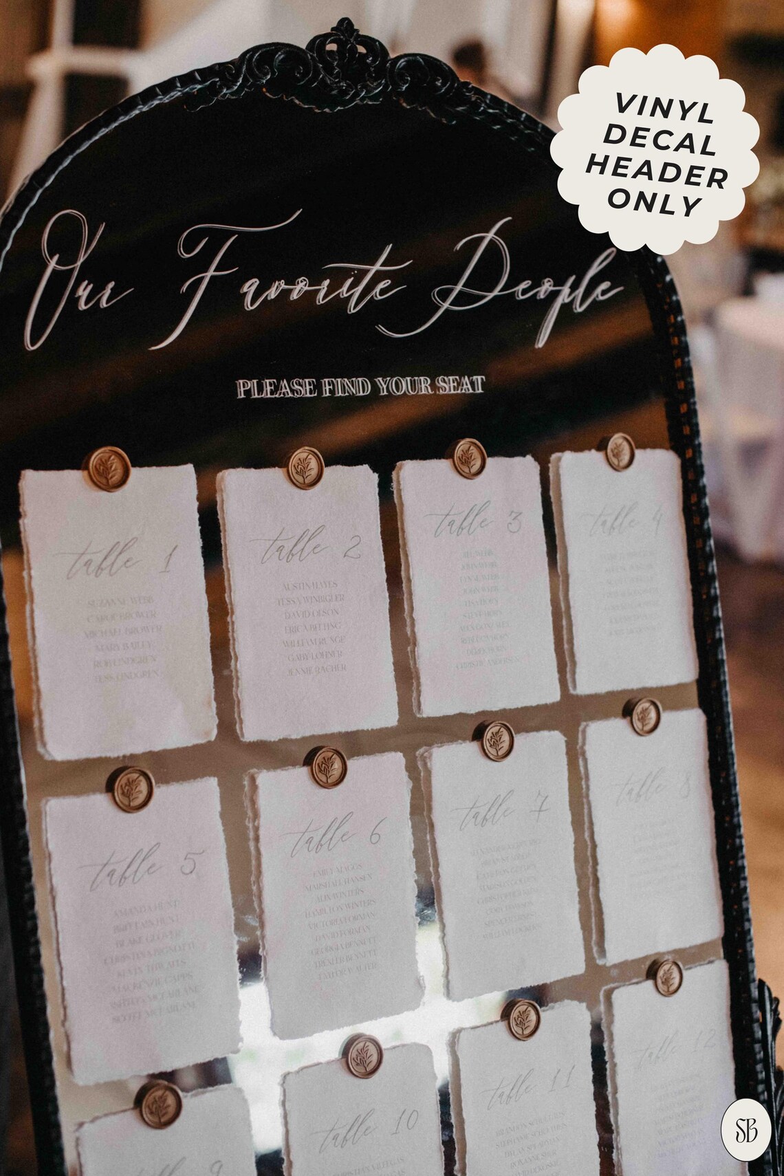 Custom Vinyl Header Decal White Seating Chart Decal Weddings, Showers ...