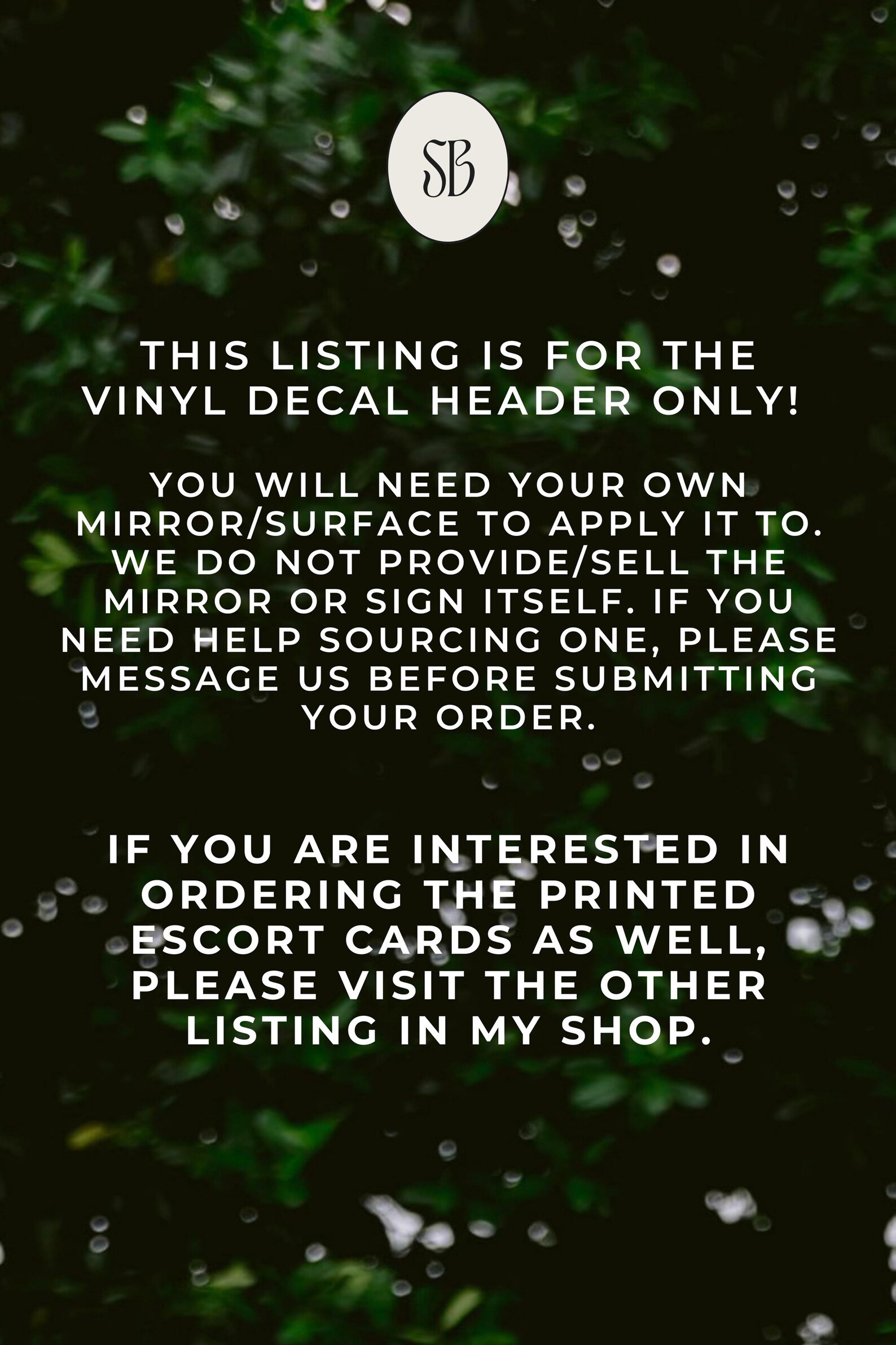 Custom Vinyl Header Decal White Seating Chart Decal Weddings, Showers ...