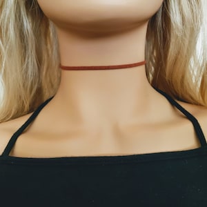 Thin Brown Leather Choker Necklace, Suede Choker, Custom Made Choker, Chokers for Women Girls, Trendy Chokers, Simple Choker