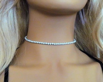 White and Silver Beaded Choker Necklace