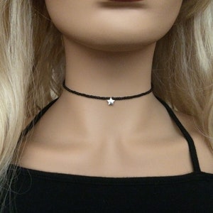Black Beaded Choker Necklace with Star Charm VCSO Jewelry Gift for Girl Teen Women Zoe Choker Trendy Chokers Delicate
