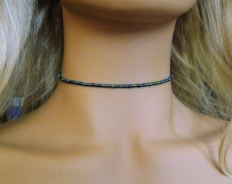 Seed Beaded Choker Necklace  Boho Choker Metallic Rainbow Glass Necklace Simply Gift for Women Girl Teen