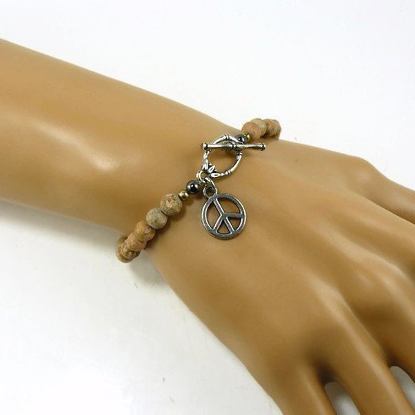 SALE 50% OFF Peace Sign Charm Bracelet, Peace Sign Charm, Peace Sign Pendant Peace Symbol Jewelry Silver Peace Charm Silver Boho