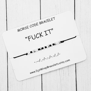 Fuck It モールス信号ブレスレット、友情ブレスレット、カスタムブレスレット、彼へのギフト、彼女へのギフト、親友、カップルブレスレットセット、モールス信号ジュエリー