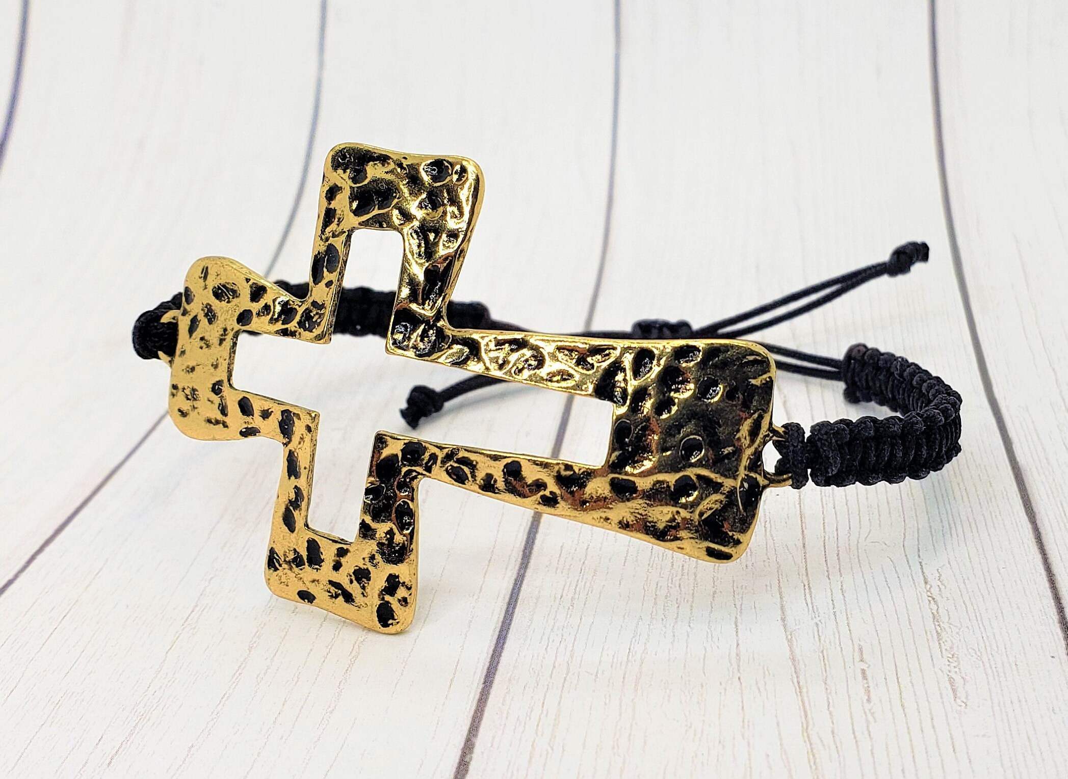 Gold Cross Bracelet Religious Bracelet Sideways Cross Etsy