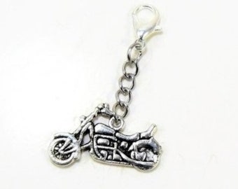 Motorcycle Zipper Pull Charm, Biker Gift, Biker Jewelry, Motorcycle Gifts for Him, Gift for Biker Chic