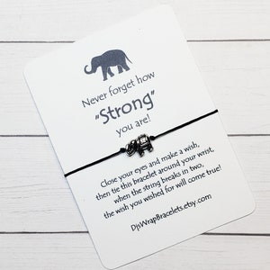 Pulsera de deseo de elefante, pulsera de fuerza de elefante, pulsera de elefante de memoria, joyería de elefante, regalo de elefante, pulsera de amistad de elefante