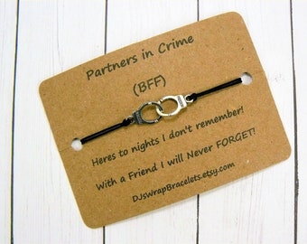 Partners in Crime Wish Bracelets, Partners in Crime Gift, Partners in Crime, Partners in Crime Set, Handcuff Bracelet, BFF, BFF Gift