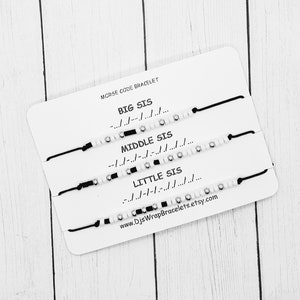 Big Middle Little Sis Morse Code Matching Bracelets, Gift for Her