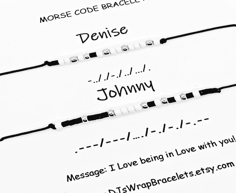 Couples Matching Morse Code Bracelet Set Custom Name Gift - Etsy