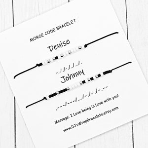 Couples Matching Morse Code Bracelet Set, Custom Name, Gift for Him, Gift for Her, Friendship Gift, Personalized Couples Gift, BFF