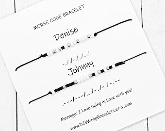 Couples Matching Morse Code Bracelet Set, Custom Name, Gift for Him, Gift for Her, Friendship Gift, Personalized Couples Gift, BFF