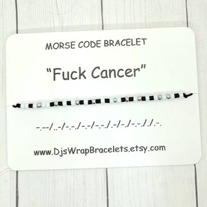 Fuck Cancer Morse Code Bracelet, Cancer Survivor Bracelet, Strength, Cancer Support Gift, Breast Cancer Gift image 2