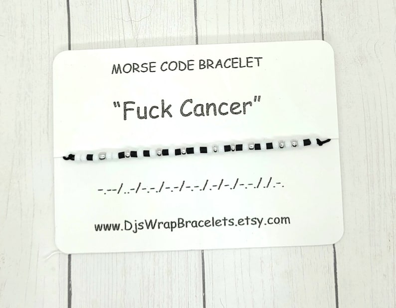 Fuck Cancer Morse Code Bracelet, Cancer Survivor Bracelet, Strength, Cancer Support Gift, Breast Cancer Gift image 2