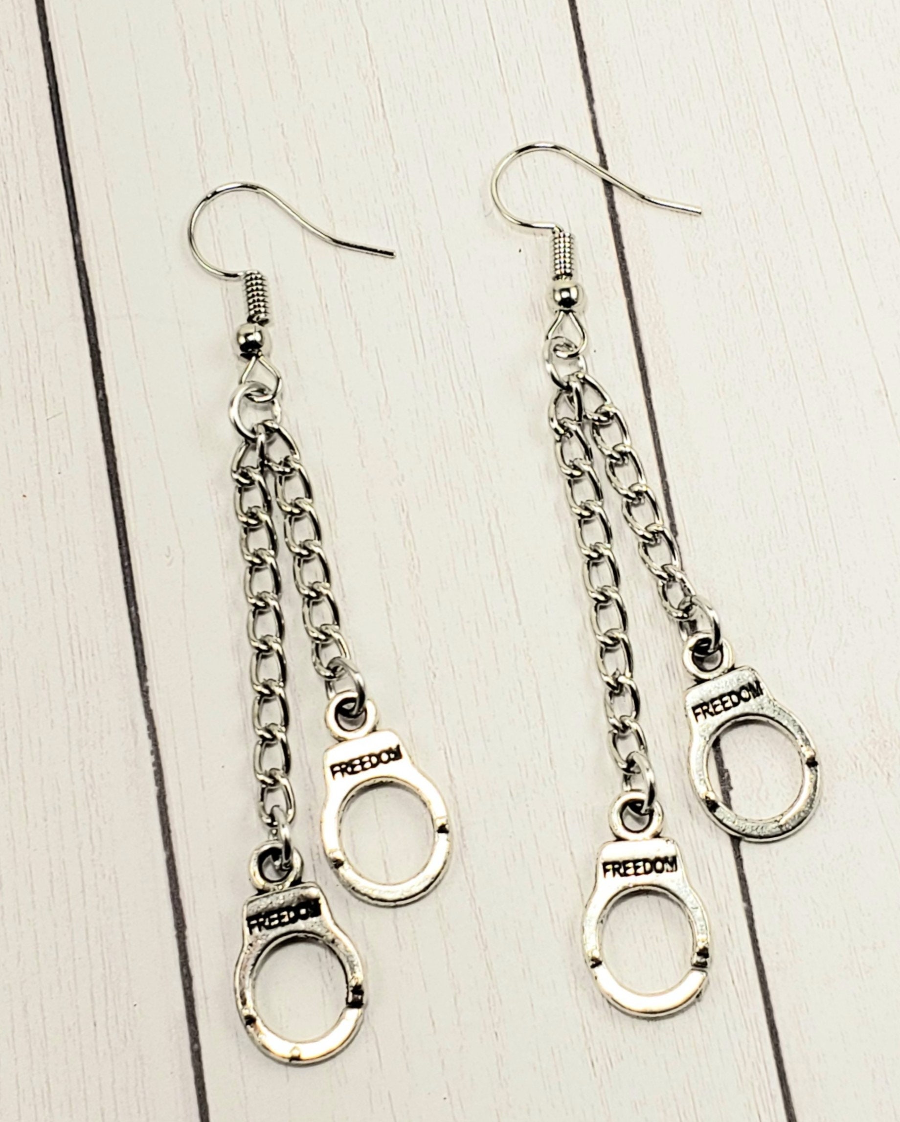Handcuff Dangle Earrings Silver Earrings Handcuff Jewelry Etsy