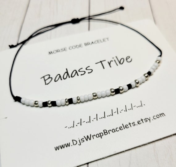 Badass Tribe Morse Code Bracelet, Best Friend Gift, Friendship Bracelet, Girls Weekend Gift, Party Favors, Funny Bracelets, Girl Trip Gift