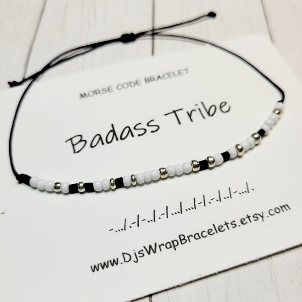 Badass Tribe Morse Code Bracelet, Best Friend Gift, Friendship Bracelet, Girls Weekend Gift, Party Favors, Funny Bracelets, Girl Trip Gift