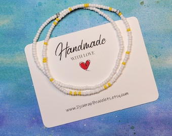 Yellow Sunshine, Beaded Ankle Bracelet, Beachy Anklet, Anklets for Women, Boho Jewelry, Stretchy Waterproof Beaded Anklets, Minimalist