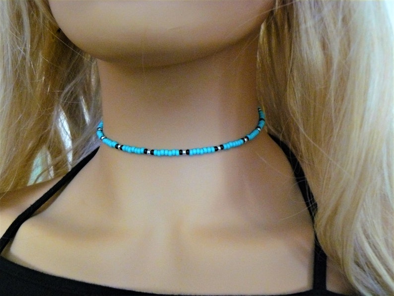 Beaded Chokers Set 3 Layer Chokers Turquoise Choker Black Etsy