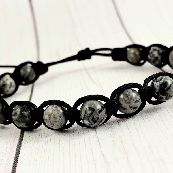 Bracelet Shamballa perlé noir, bracelet en macramé, bracelet de yoga, bracelet d’amitié, bracelet empilable, bracelet d’emballage de perles, réglable