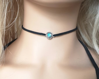 O-ring Black Suede Choker, Micro Choker