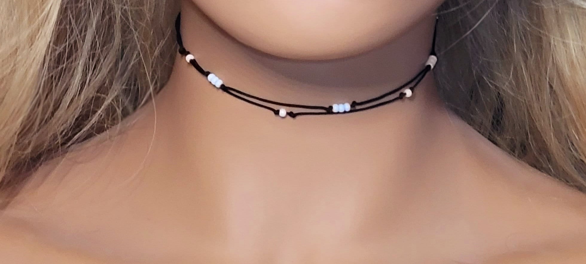 Studded Black Choker Necklace, Silver Studded Leather Choker