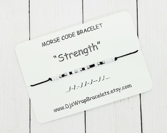 Strength Morse Code Bracelet, Strong Morse Code Bracelet, Friendship Bracelet, Custom Bracelet, Get Well Soon Gift, Adjustable Bracelet