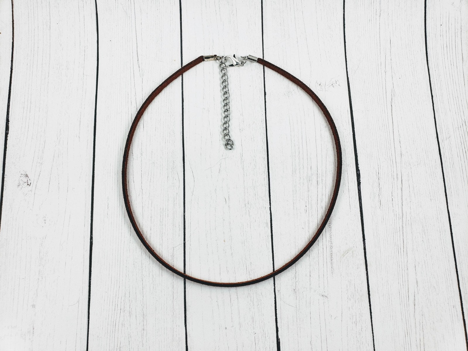 Thin Brown Leather Choker Necklace Suede Choker Custom Made - Etsy