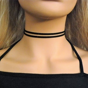 Thin Black Choker Simple Black Chokers Black Leather Choker Dainty Black Choker Small Choker Thin Black Chokers Double Layered Choker