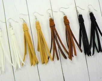 Leather Fringe Boho Earrings