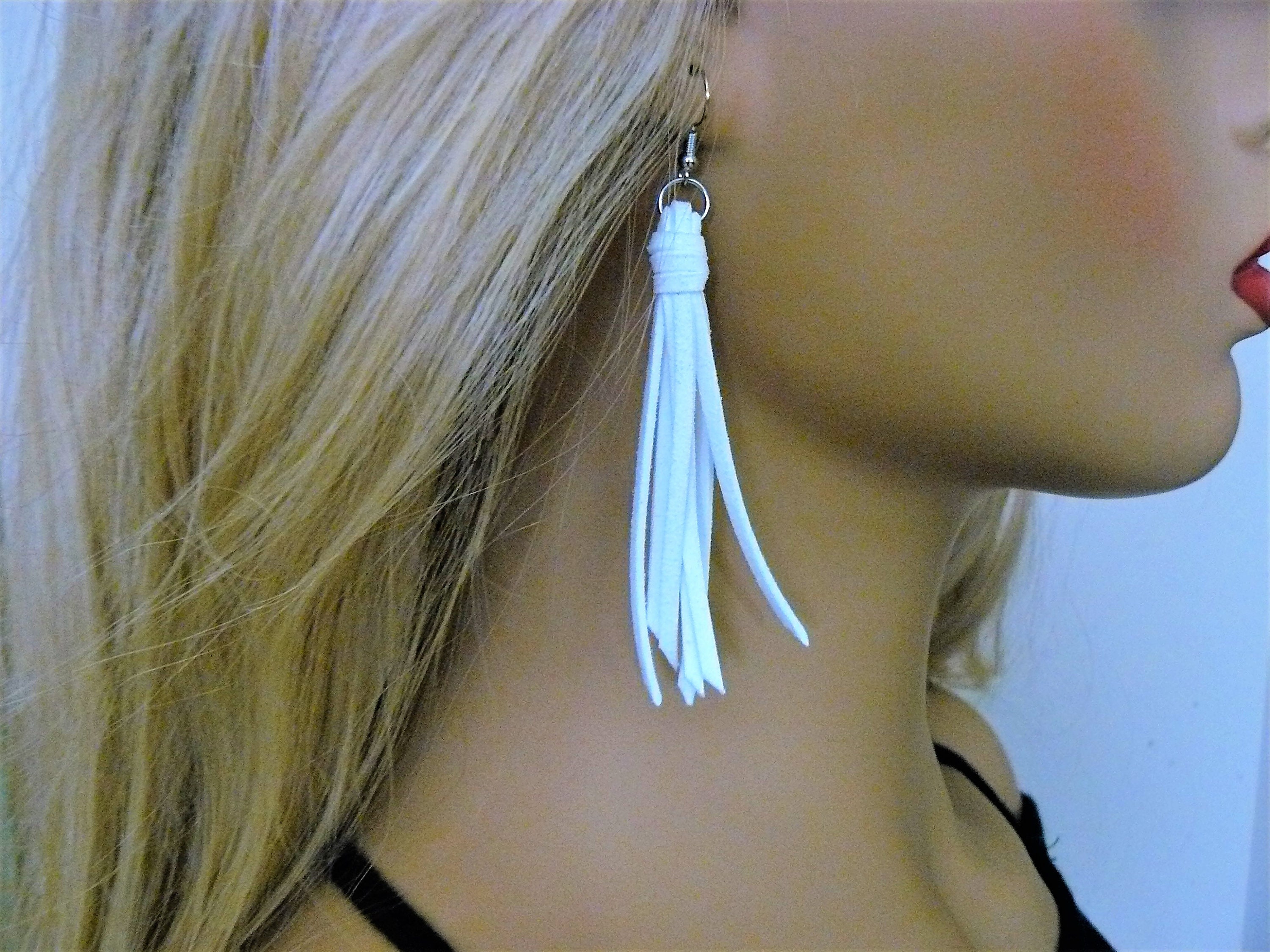 Leather Fringe Boho Earrings - Etsy