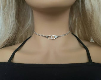 Handcuff Choker Necklace, Chain Choker, Charm Choker