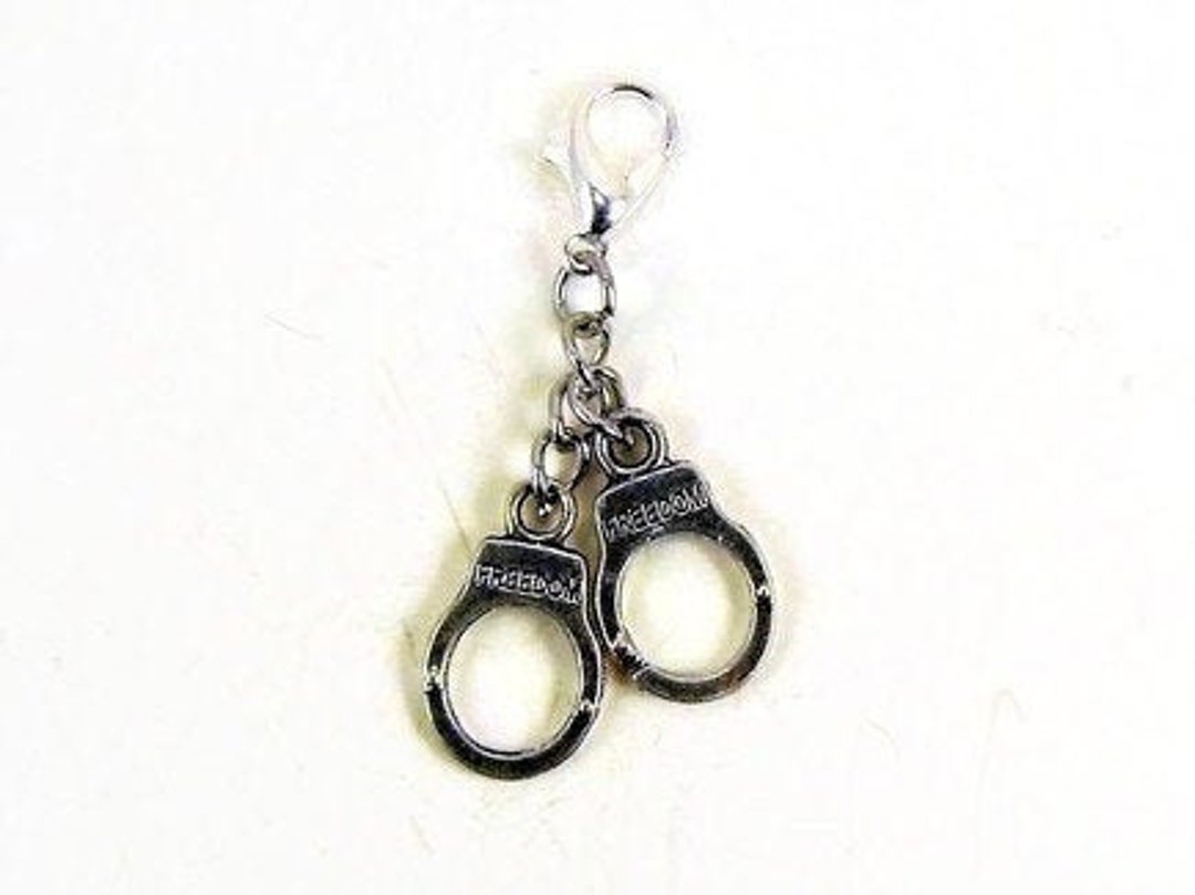 Handcuff Zipper Pull Charm, Hand Cuff Jewelry, Partners in Crime BFF