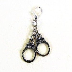 Handcuff Zipper Pull Charm, Hand Cuff Jewelry, Partners in Crime BFF Gift, Policeman Gift, Military Gift, Law Enforcement Gift