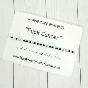 Fuck Cancer Morse Code Bracelet, Cancer Survivor Bracelet, Strength, Cancer Support Gift, Breast Cancer Gift image 3