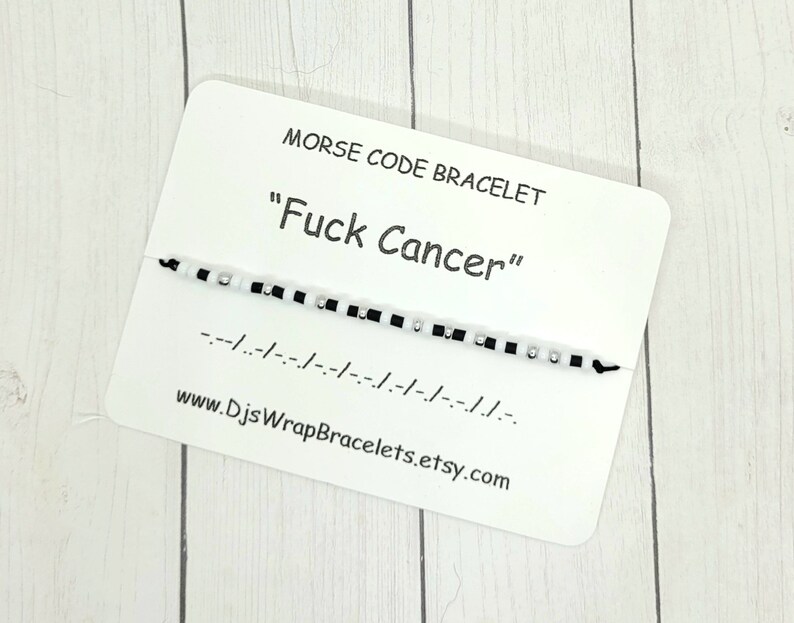 Fuck Cancer Morse Code Bracelet, Cancer Survivor Bracelet, Strength, Cancer Support Gift, Breast Cancer Gift image 3