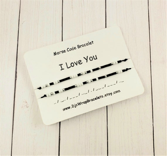 I Love You Morse Code Bracelet, Couples Bracelet Set, Matching