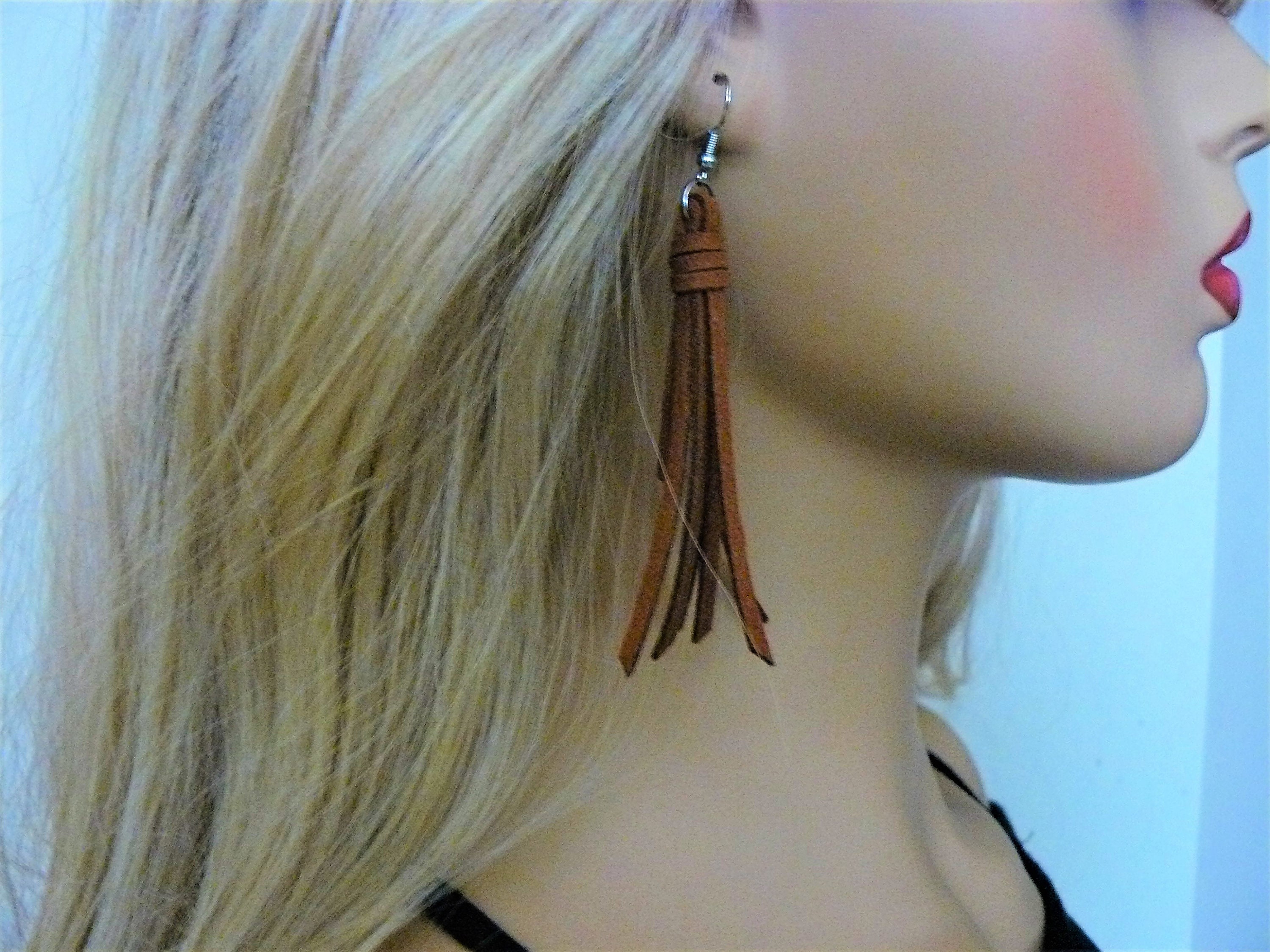 Leather Fringe Boho Earrings - Etsy