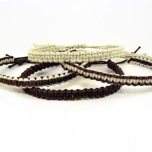 Mens Macrame String Bracelet Two Tone Brown Friendship Bracelet Adjustable Woven Braided Bracelet Gift for Him Cord Bracelet Boyfriend Gift