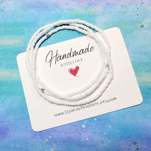Seashell White ~ Beaded Ankle Bracelet, Set of 3 Waterproof Beach Anklets, Boho Beaded Ankle Bracelet, Stretchy Anklets for Women Girl Teen