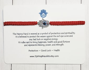 Hasma Hand Red String Bracelet, Evil Eye Bracelet, Happiness, Luck, Health, Good Fortune, Good Luck Charm for Men and Women