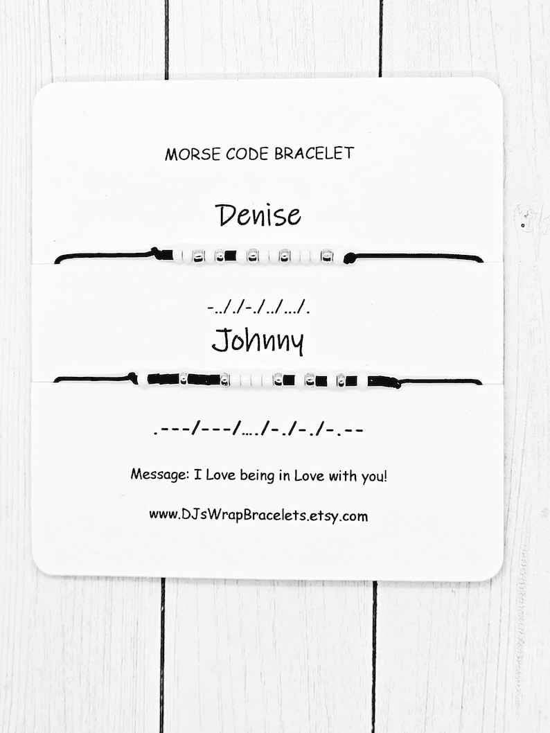 Couples Matching Morse Code Bracelet Set Custom Name Gift - Etsy