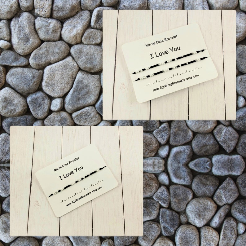 Bracciale con codice Morse "Ti amo", set di braccialetti per coppie, braccialetti abbinati, regalo per fidanzato, regalo per fidanzata, braccialetto dell'amicizia, migliore amica White