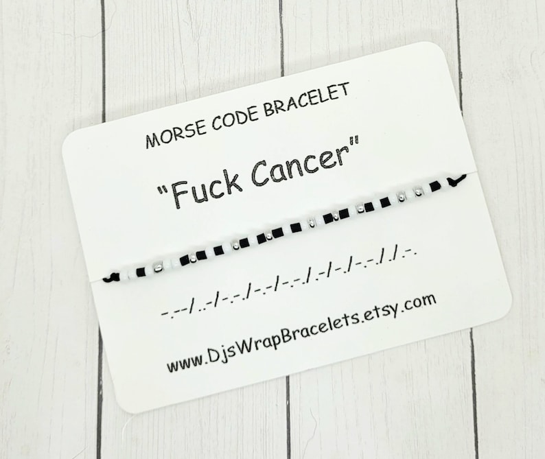 Fuck Cancer Morse Code Bracelet, Cancer Survivor Bracelet, Strength, Cancer Support Gift, Breast Cancer Gift image 1