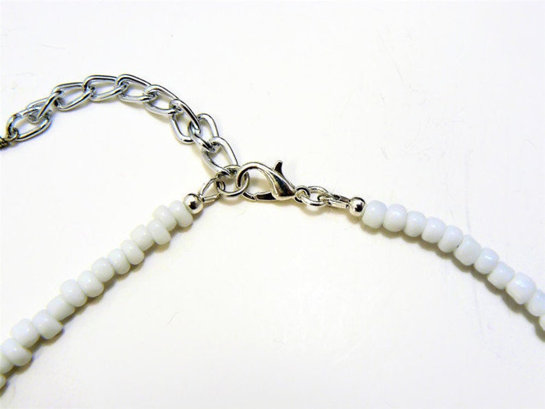 White Beaded Choker, Seed Bead Choker, Beaded Choker, Choker Necklace, White Choker Necklace, White Necklace, Seed Bead Necklace, Chokers image 3