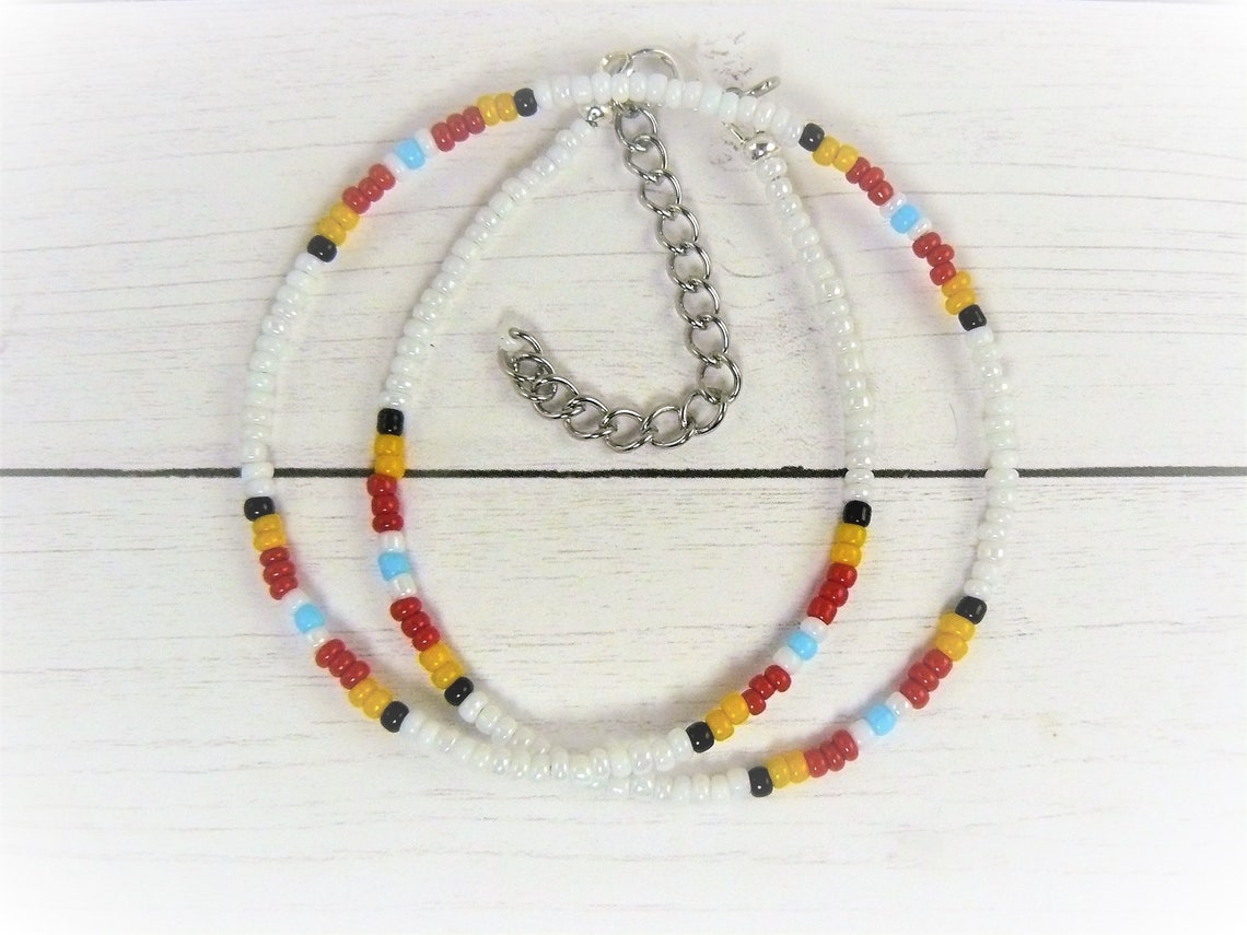 White Beaded Choker Native American Indian Inspired Etsy