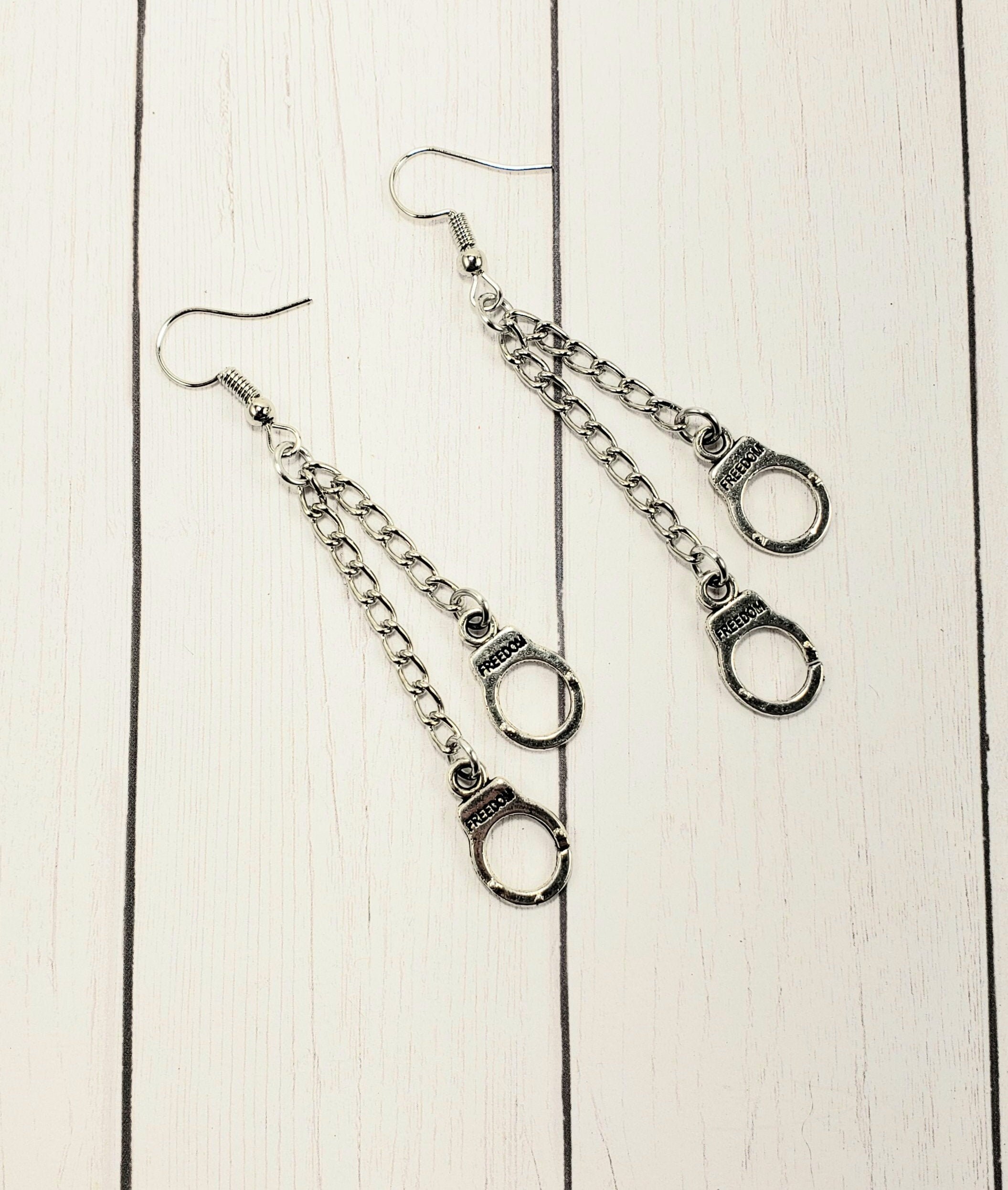 Handcuff Dangle Earrings Silver Earrings Handcuff Jewelry Etsy