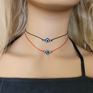 Evil Eye Necklace, Evil Eye Choker, Evil Eye Pendant, Nazar Necklace, Evil Eye Protection Necklace, Cord Choker, Evil Eye Jewelry Waterproof