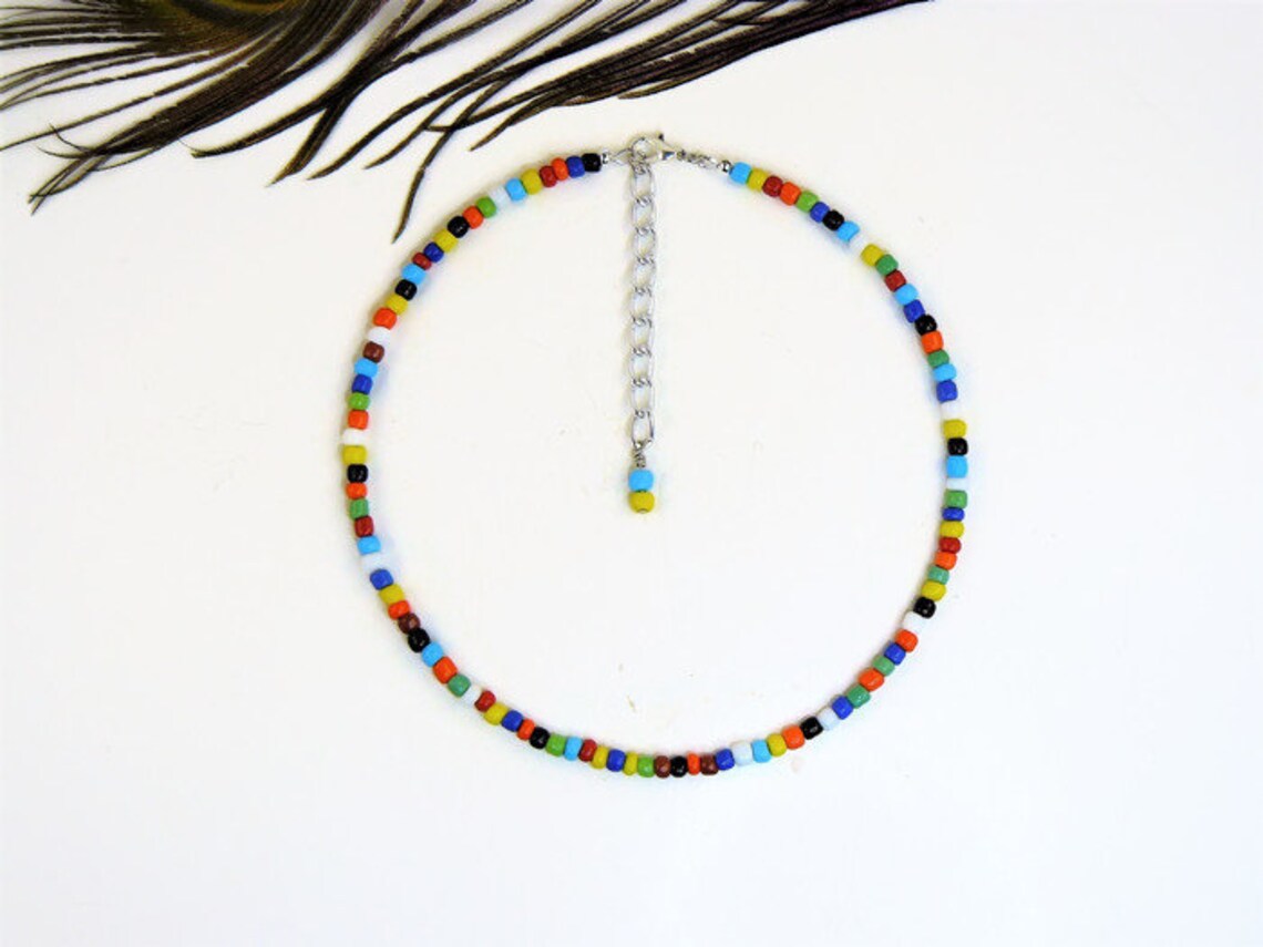 Rainbow bead choker Clearance