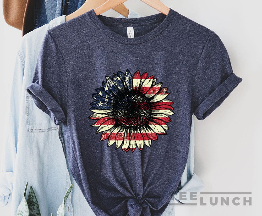 American Flag Stars and Stripes Sunflower Merica Shirt 4th - Etsy
